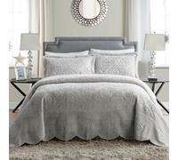 VCNY Home Westland - Set copriletto trapuntato in peluche, 3 pezzi, colore: Grigio 2