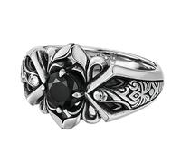 VCODWCSJO Anello aperto da uomo con motivo a gemme alla moda retrò, Adjustable opening, Metallo, Zirconia cubica