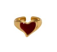VCODWCSJO Anello da donna alla moda, semplice e versatile, a forma di cuore, design retrò, in acciaio inox, Metallo, Zirconia cubica