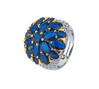 VCODWCSJO Anello da donna aperto in stile palazzo, stile vintage, con zirconi, Metallo, Zirconia cubica
