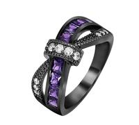 VCODWCSJO Anello da donna con fiocco e diamante viola con nodo incrociato, 10, Metallo, Zirconia cubica