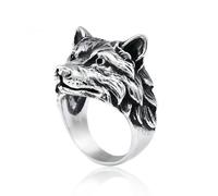 VCODWCSJO Anello da uomo con testa di lupo, stile retrò, alla moda, esagerato, dominante, hip-hop, anello aperto, 10, Metallo, Zirconia cubica
