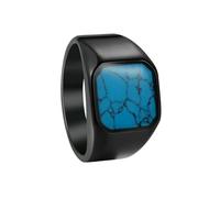 VCODWCSJO Anello da uomo in acciaio al titanio con intarsio in pietra turchese imitazione gioielli alla moda, 10, Zirconia cubica