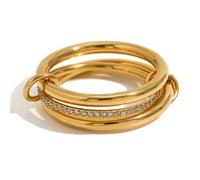 VCODWCSJO Anello di personalità creativa con temperamento alla moda Anello con diamante centrale a quattro strati per le donne, 8, Metallo, Zirconia cubica