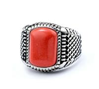 VCODWCSJO Anello in acciaio al titanio con pietra preziosa retrò e dominante, alla moda, da uomo, alla moda, punk, rock, hip hop, 9, Metallo, Zirconia cubica