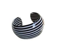 VCODWCSJO Bracciale Rigido Da Donna In Resina Spessa A Forma Di C, Stile Rétro, A Righe Bianche E Nere, Con Motivo Geometrico, Adatto Per Le Vacanze