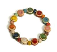 VCODWCSJO Braccialetto elastico fatto a mano con stelle marine e conchiglie in ceramica multicolore Boho Beach Jewelry, Resina, Resina