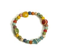 VCODWCSJO Braccialetto elastico fatto a mano con stelle marine e conchiglie in ceramica multicolore Boho Beach Jewelry, Resina, Resina