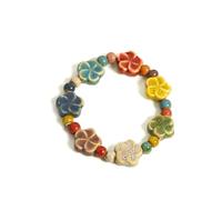 VCODWCSJO Braccialetto elastico fatto a mano con stelle marine e conchiglie in ceramica multicolore Boho Beach Jewelry, Resina, Resina