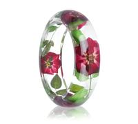 VCODWCSJO Braccialetto rigido in resina con fiore essiccato all'interno del braccialetto, ottimo regalo per donne e amici, Resina, Resina