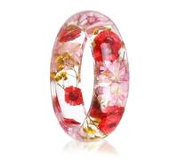 VCODWCSJO Braccialetto rigido in resina con fiore essiccato all'interno del braccialetto, ottimo regalo per donne e amici, Resina, Resina