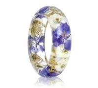 VCODWCSJO Braccialetto rigido in resina con fiore essiccato all'interno del braccialetto, ottimo regalo per donne e amici, Resina, Resina