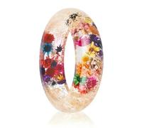 VCODWCSJO Braccialetto rigido in resina con fiore essiccato all'interno del braccialetto, ottimo regalo per donne e amici, Resina, Resina