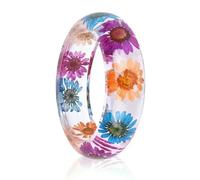 VCODWCSJO Braccialetto rigido in resina con fiore essiccato all'interno del braccialetto, ottimo regalo per donne e amici, Resina, Resina