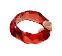 VCODWCSJO Braccialetto rigido rigido asimmetrico in resina trasparente, rosso brillante, alla moda, per le vacanze estive, gioielli per le donne, Resina, Resina