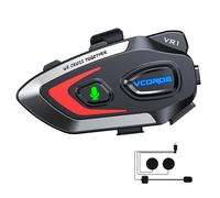 VCOROS Casco Moto Auricolare,VR1 Casco Moto Bluetooth Auricolare per Singola,IPX6 Impermeabile Cancellazione del Rumore per Vivavoce AI Voice Control,Controllo Musica (Hard Mic)