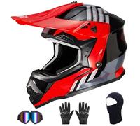 VCOROS Casco Motocross Bambino Set VS-905 Omologato ECE 22.06 per Dirt Bike | Casco Integrale MTB con Occhiali Guanti Maschera Casco da Motocross Casco Cross Bambino per ATV Off Road Endurance Race BMX