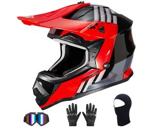 VCOROS Casco Motocross Bambino Set VS-905 Omologato ECE 22.06 per Dirt Bike | Casco Integrale MTB con Occhiali Guanti Maschera Casco da Motocross Casco Cross Bambino per ATV Off Road Endurance Race BMX