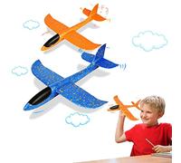 VCOSTORE Aereo Polistirolo per Bambini - 2 Pezzi Aerei Polistirolo da Lanciare Grande Aliante Sport All'aperto Aereo Giocattolo per Bambini e Adulti