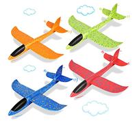 VCOSTORE Aereo Polistirolo per Bambini - 4 Pezzi Aerei Polistirolo da Lanciare Grande Aliante Sport All'aperto Aereo Giocattolo per Bambini e Adulti
