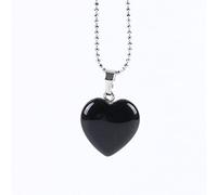 VCPC Collana con Ciondolo Pietre Naturali,Collane di Agata Nera con Cuore alla Moda, Ciondolo Chakra Curativo, Ciondolo Portafortuna per Regalo di Gioielli per Donne Festival