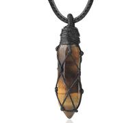 VCPC Collana con Ciondolo Pietre Naturali,Collane di Pietra Occhio di Tigre Lavorate A Mano, Ciondolo Chakra Guarigione Reiki, Amuleto Ciondolo Portafortuna Gioielli Collane per Uomo Donna