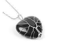 VCPC Collana con Ciondolo Pietre Naturali,Collane in Onice Nero A Forma di Cuore Fatte A Mano alla Moda, Ciondolo Chakra Curativo, Gioielli con Ciondolo Portafortuna per Le Donne