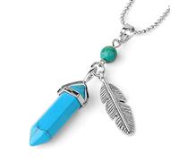 VCPC Collana con Ciondolo Pietre Naturali,Collane Turchesi con Piume retrò, Ciondolo Chakra Curativo, Collane con Ciondolo Portafortuna Gioielli per Uomo Donna