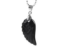 VCPC Collana con Ciondolo Pietre Naturali,Fashion Angel Wings Collane di Ossidiana Nera, Ciondolo Chakra di Guarigione, Collane con Ciondolo Portafortuna Gioielli per Uomo Donna