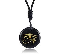 VCPC Collana con Ciondolo Pietre Naturali,Retro L'Occhio di Horus Collane di Ossidiana Nera, Ciondolo Chakra Curativo, Ciondolo Portafortuna per Le Donne Festival Gioielli Regalo