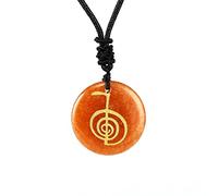 VCPC Collana con Ciondolo Pietre Naturali,Retro Rotondo Arancione Collane di Cristallo di Cristallo, Ciondolo Chakra Curativo, Ciondolo Portafortuna per Le Donne Festival Gioielli Regalo