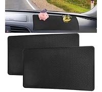 VCRANONR 2 Pezzi Tappetino Antiscivolo per Cruscotto Auto in PVC 27 * 15 cm Tappetini per Auto Antiscivolo per Cellulari Rettangolare per Cruscotto Auto Top Cucina Cassetto Tavolo e Scrivania, Nero