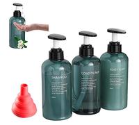 VCRANONR 3 Pz Bottiglia Pompa Dispenser Shampoo Bagno Dispenser di Liquidi Ricaricabili Dispenser Contenitore di Sapone Plastica Bottiglie Vuote con Pompa a Pressione con Imbuto per Essenza Emulsione