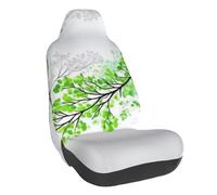 Vcroofdhxz Coprisedili per auto elasticizzati con foglie verdi e bianche, universali, con design stampato, facile installazione e protezione per auto, SUV, camion e altro ancora