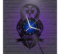 VCS Gufo 4 Orologio da parete con disco in vinile per la decorazione della parete della cucina Regalo per l'amante Idea regalo(B, con LED)