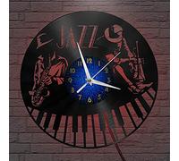 VCS Jazz duo Orologio da parete con disco in vinile per la decorazione della parete della cucina Regalo per l'amante Idea regalo(B, con LED)