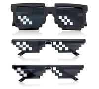 vcsjw Pixel Occhiali da sole divertenti, 3 pezzi, a mosaico, per feste, divertenti, occhiali da sole, occhiali da sole divertenti, occhiali da sole Thug Life, fantastici occhiali da sole per feste,