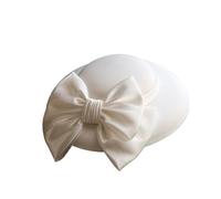 VCSZYAFX Cappello da pescatore inglese donna con fiocco grande, cappello banchetto for feste e matrimoni, a tesa larga clip for donne ragazze Adatto per il tè pomeridiano, matrimoni(White)