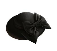 VCSZYAFX Cappello da pescatore inglese donna con fiocco grande, cappello banchetto for feste e matrimoni, a tesa larga clip for donne ragazze Adatto per il tè pomeridiano, matrimoni(Black)