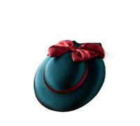 VCSZYAFX Cappello da pescatore inglese donna con fiocco grande, cappello banchetto for feste e matrimoni, a tesa larga clip for donne ragazze Adatto per il tè pomeridiano, matrimoni(Green)