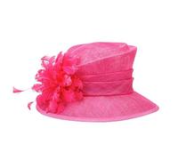 VCSZYAFX Elegante cappello a bombetta da donna con fiore e piuma, perfetto for matrimoni, cocktail, tè feste, visiera a secchiello Adatto per il tè pomeridiano, matrimoni(Rose Red)