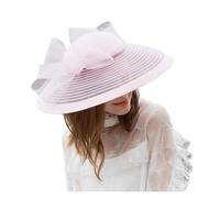 VCSZYAFX Elegante cappello da cerimonia del tè Kentucky, bianco, for donna, a tesa larga, stile Fedora, for abito chiesa Adatto per il tè pomeridiano, matrimoni(Pink)