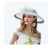 VCSZYAFX Elegante cappello da cerimonia del tè Kentucky, bianco, for donna, a tesa larga, stile Fedora, for abito chiesa Adatto per il tè pomeridiano, matrimoni(GRAY)