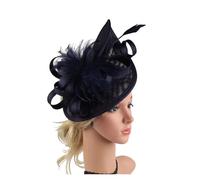 VCSZYAFX Elegante cappello da cerimonia for donna, for festa del tè, a scatola con piume e fiori, for matrimonio Adatto per il tè pomeridiano, matrimoni(BLUE)