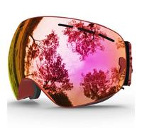 VCSZYAFX Maschere da Sci, for Sport Invernali sulla Neve con Protezione Antiappannamento for Uomo Donna Gioventù Lenti Intercambiabili(C27 Red Pink)