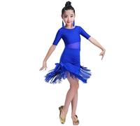 VCSZYAFX Modulo di valutazione for la pratica delle competizioni costumi da ballo latino a maniche corte Adatto per abiti da ballo latino(Blue,130)
