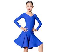 VCSZYAFX Regole di ballo latino Abito da competizione for ragazze Gonna standard internazionale professionale Adatto per abiti da ballo latino(Blue,160)