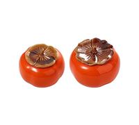 Vctitil 2 contenitori per condimenti a forma di cachi con coperchio in ceramica per bancone della cucina domestica (piccolo/medio)