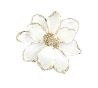 vctops 10 ghirlande di fiori artificiali glitterati per albero di Natale, ornamenti fai da te, 15 cm, fiori finti per Natale, Capodanno, matrimoni, feste, vacanze, bianco A