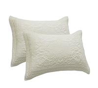 vctops 2 federe per cuscini in cotone trapuntato ricamato, vintage, floreale, federe per cuscini boho queen size, beige A